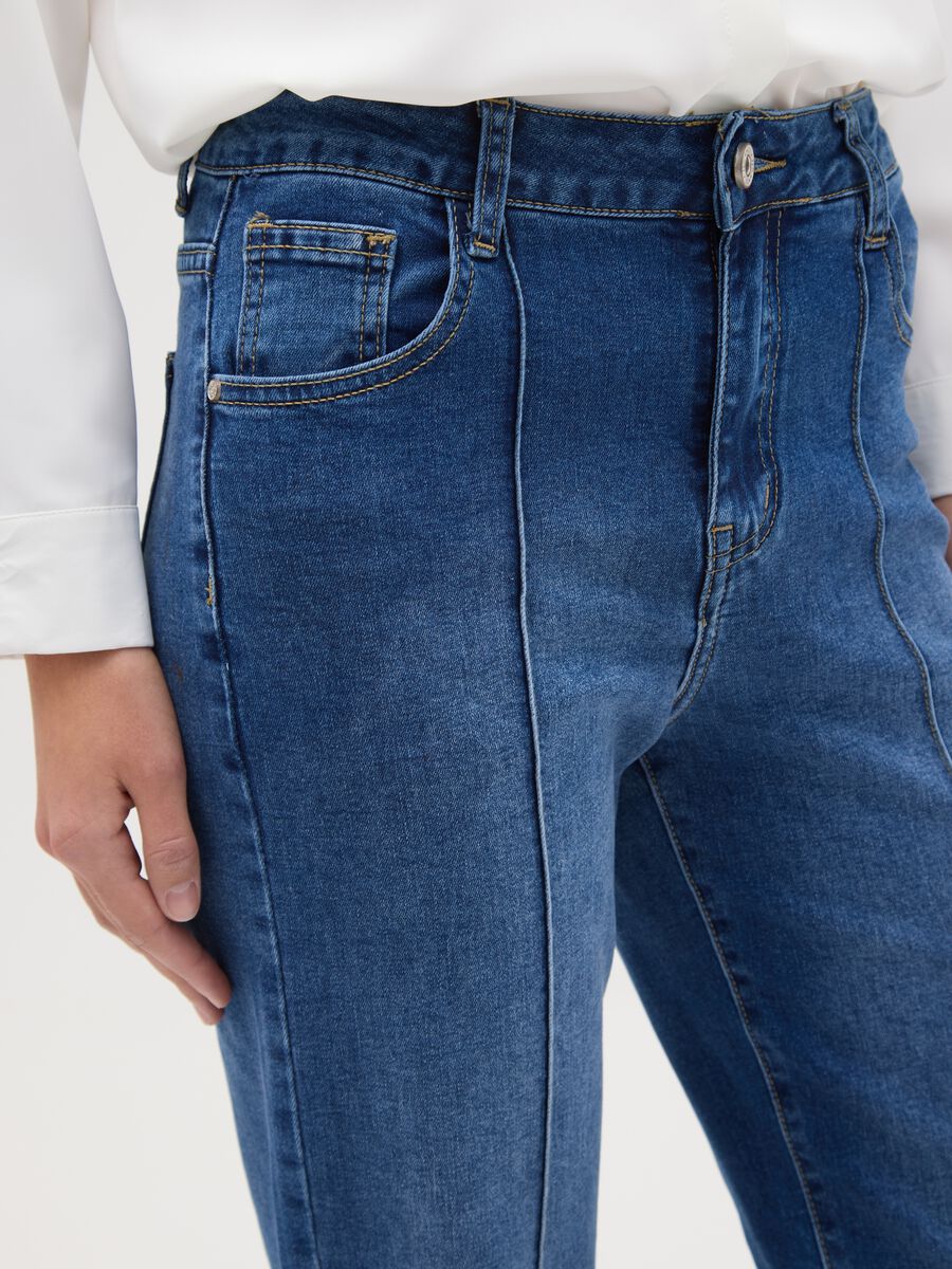 Pantaloni in denim blu regular fit wide leg_3