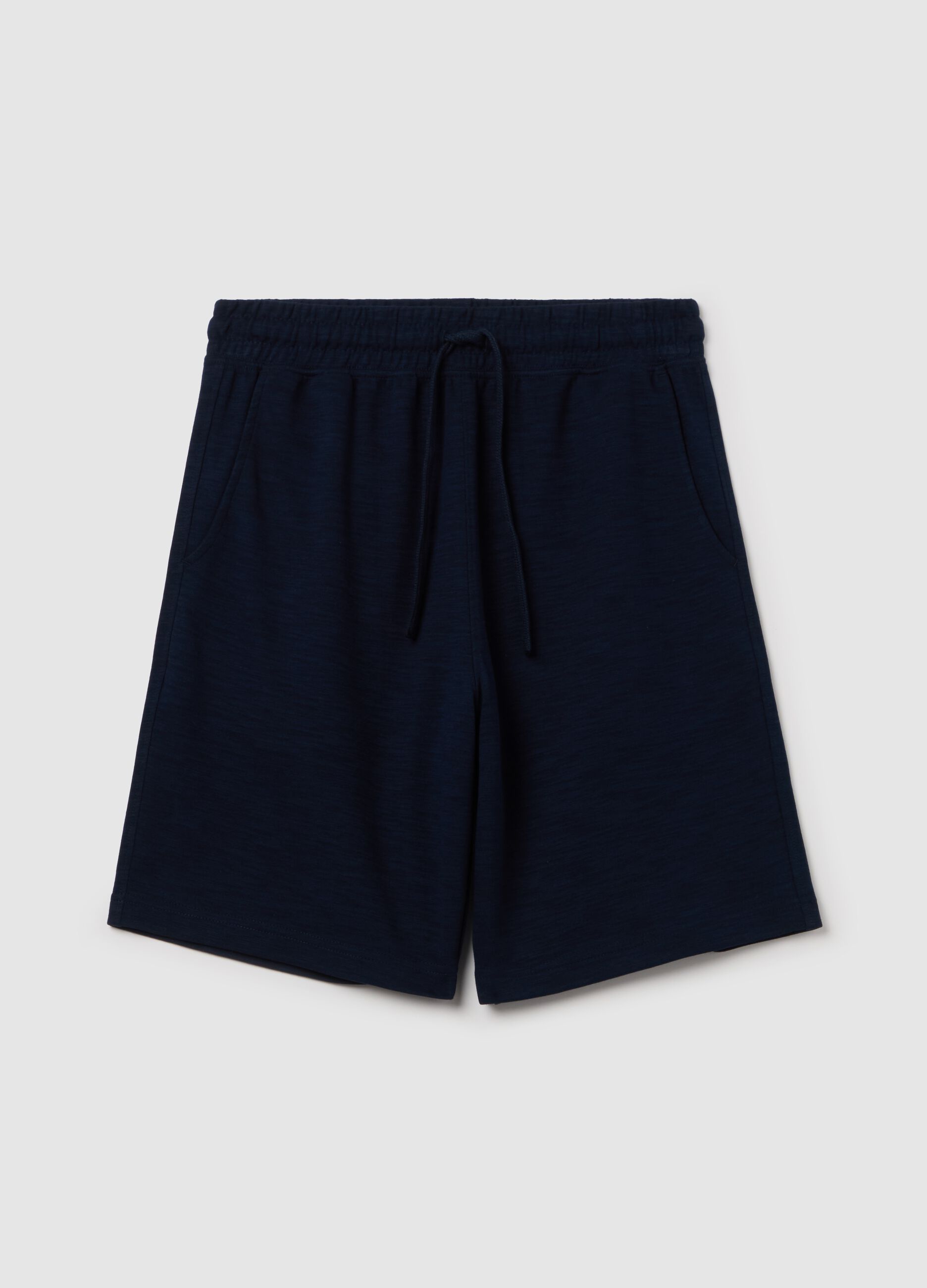 Short pyjamas in slub jersey with drawstring