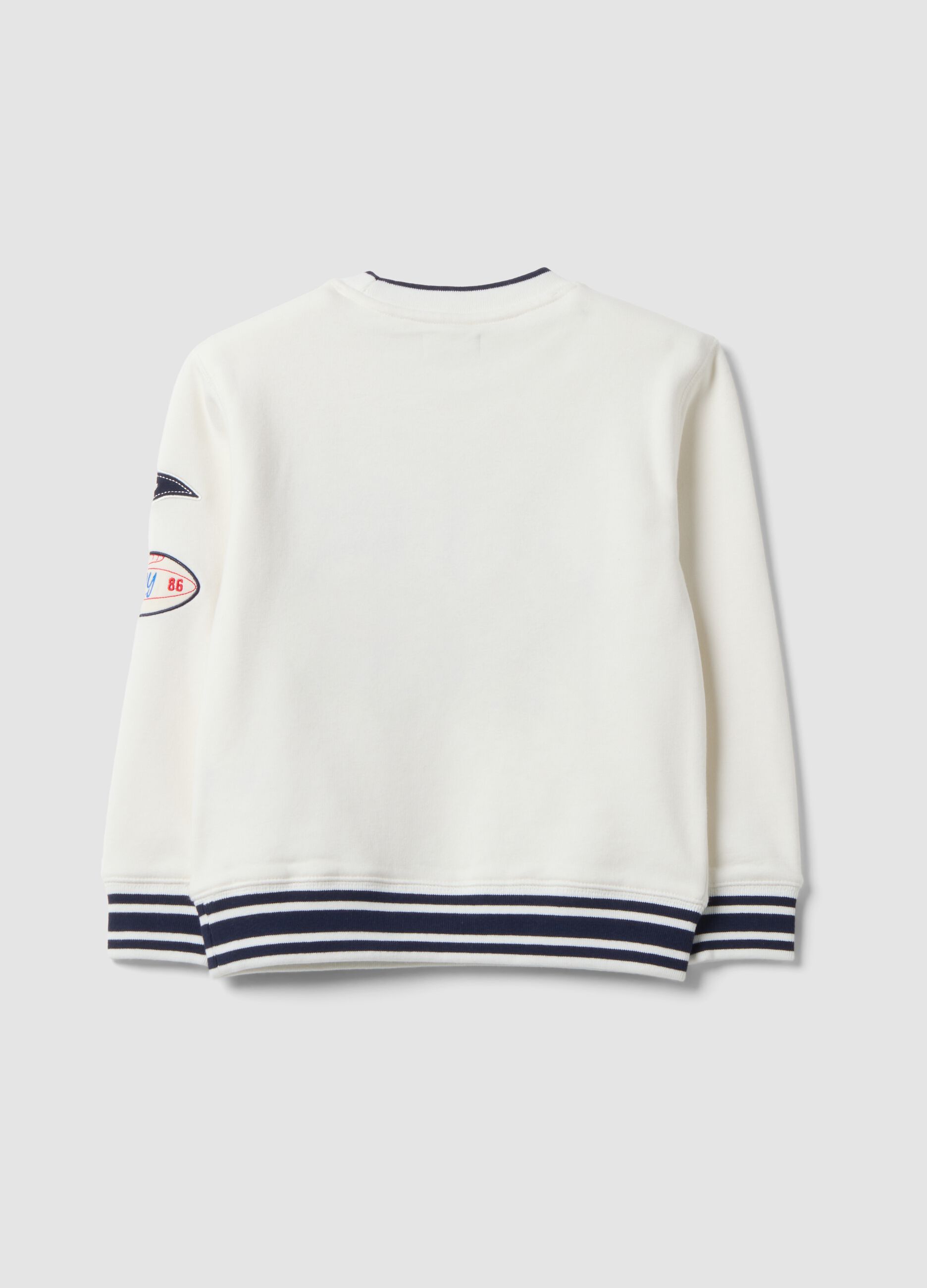 White cotton-blend sweatshirt with college print for boys