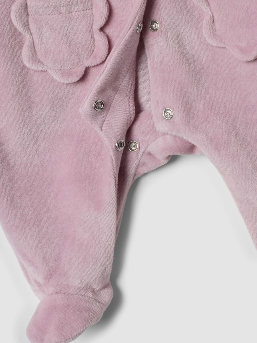 Pink organic cotton-blend baby sleepsuit with feet_2