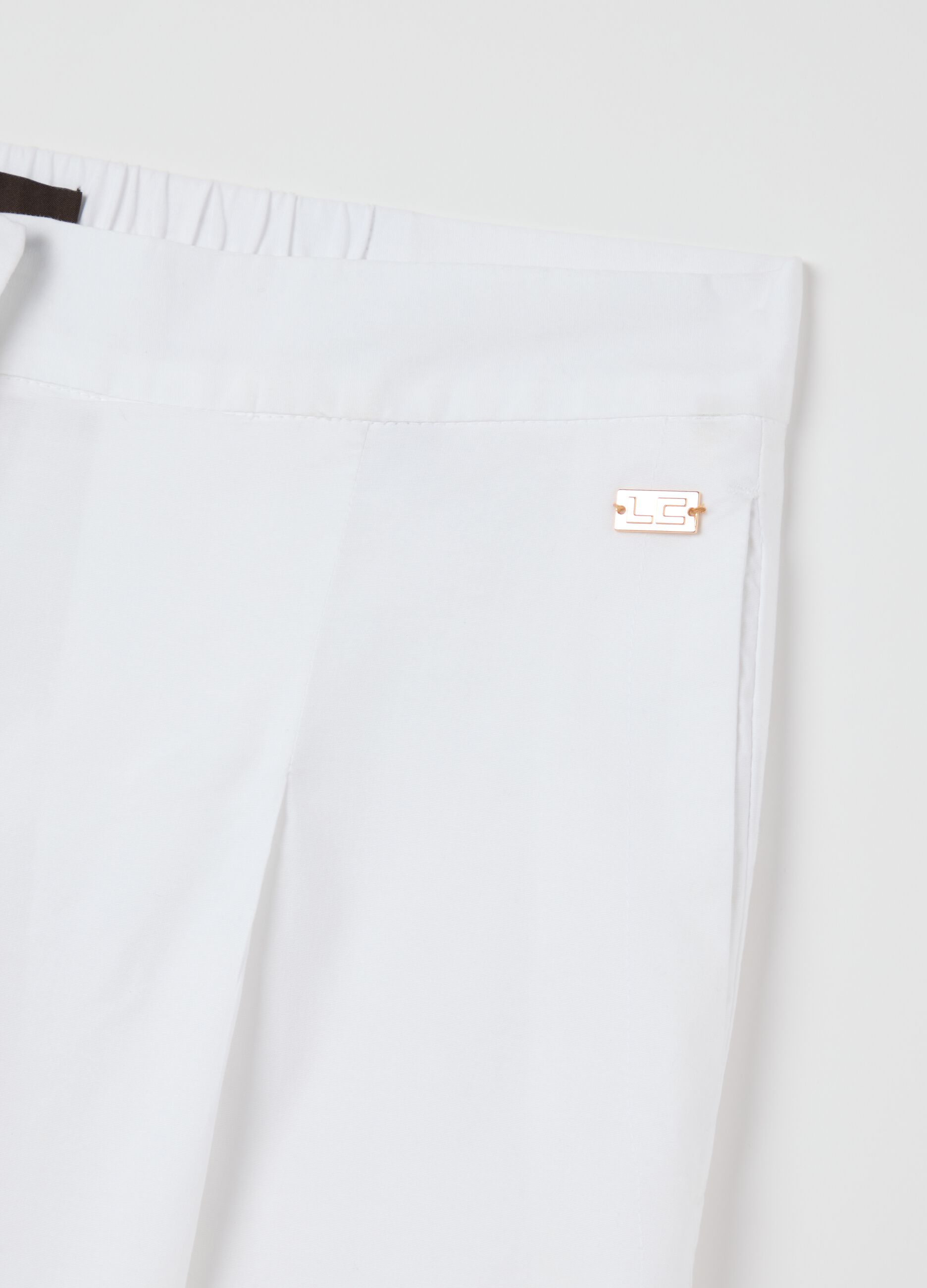 Women's White Stretch Cotton Culotte Trousers