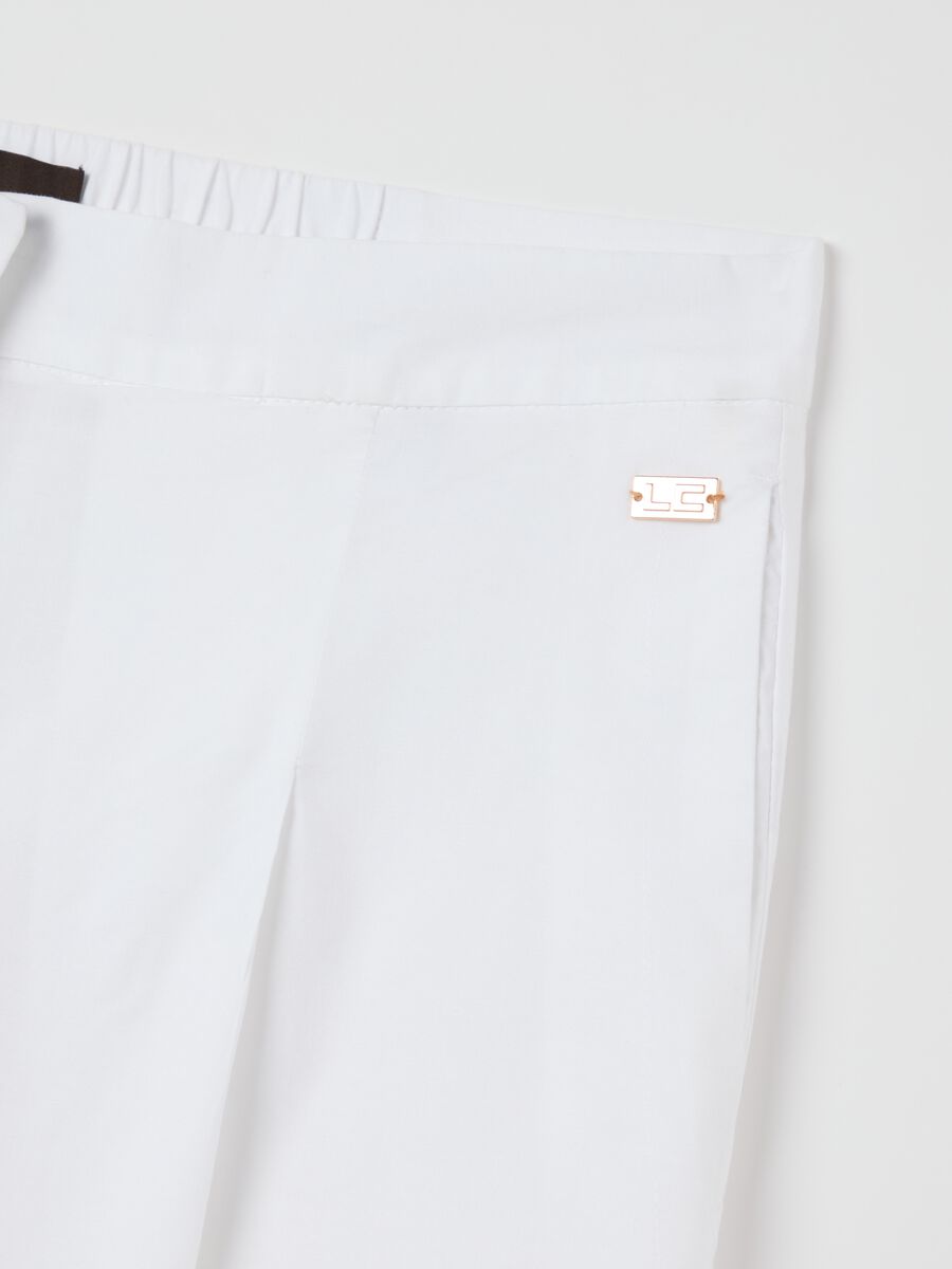 Women's White Stretch Cotton Culotte Trousers_5