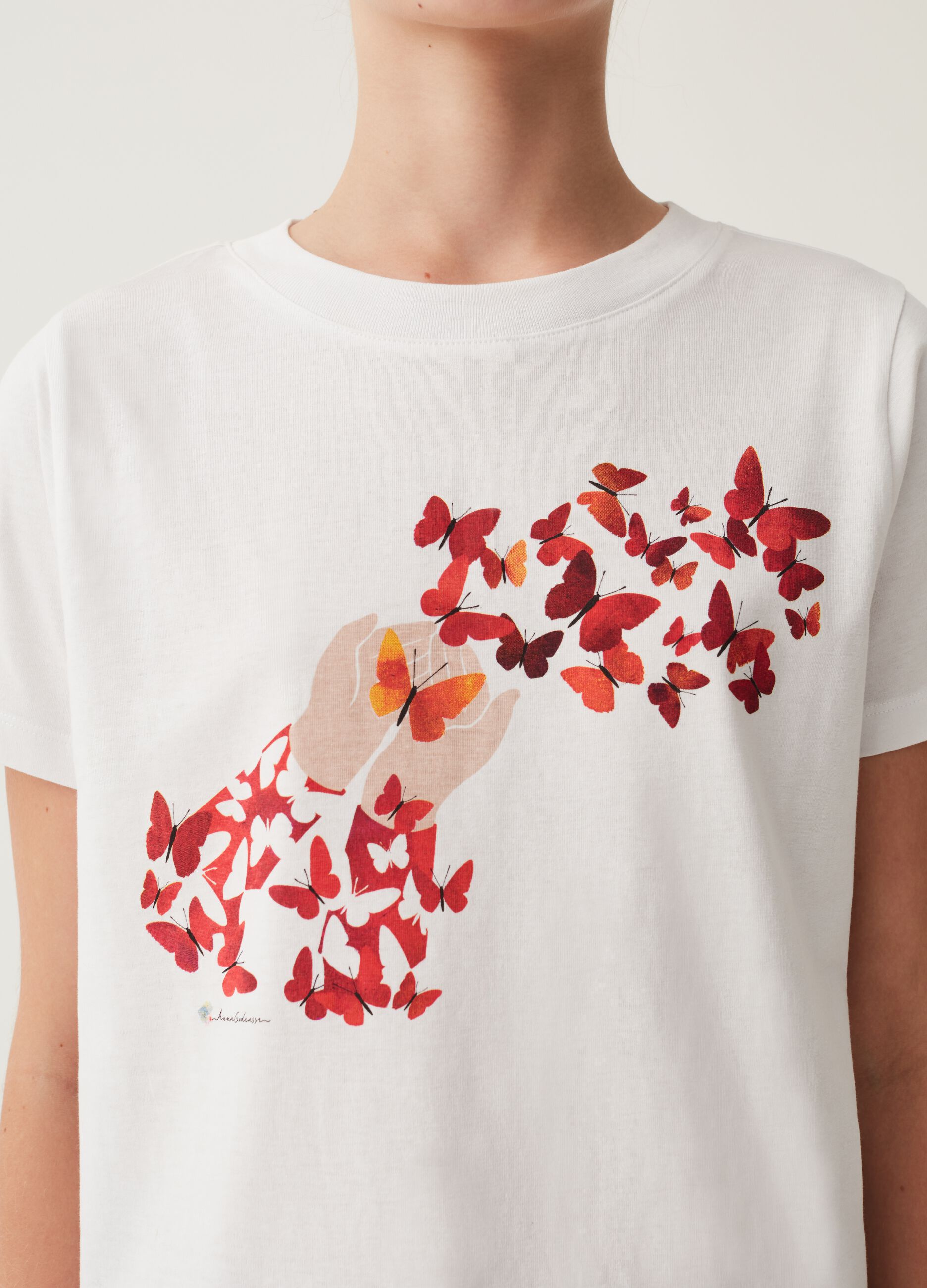 T-shirt in cotone con stampa Anna Godeassi_3
