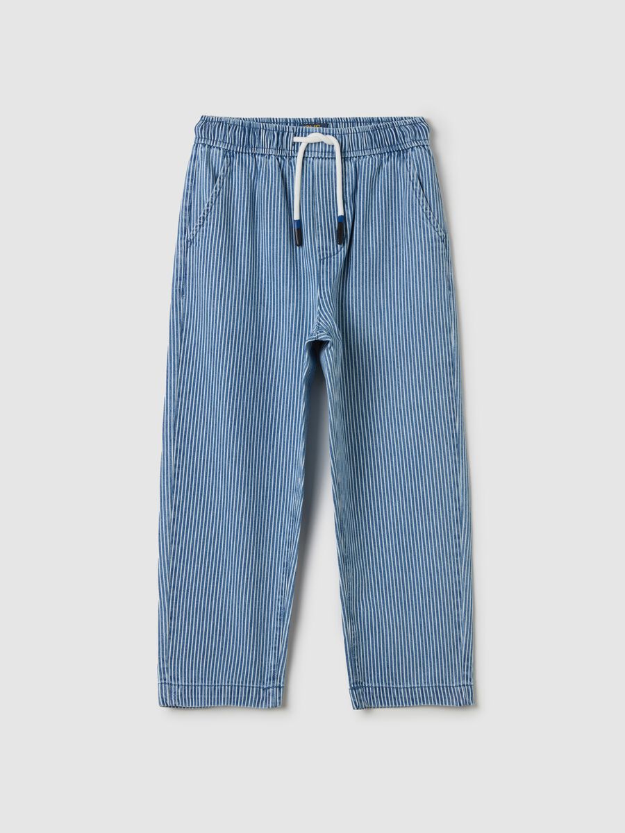 Joggers with striped patterned drawstring_0
