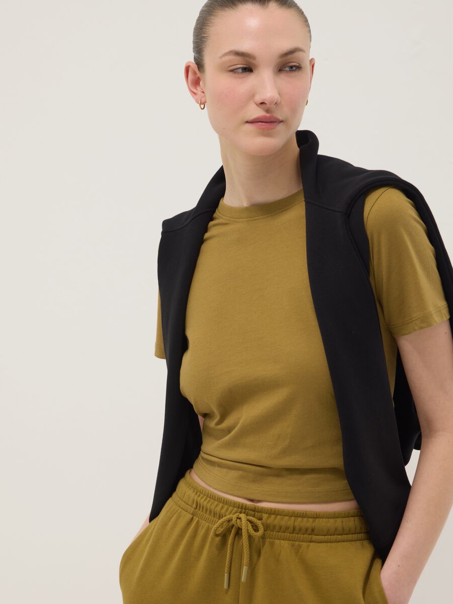 Green pure cotton short-sleeve T-shirt, regular fit_0