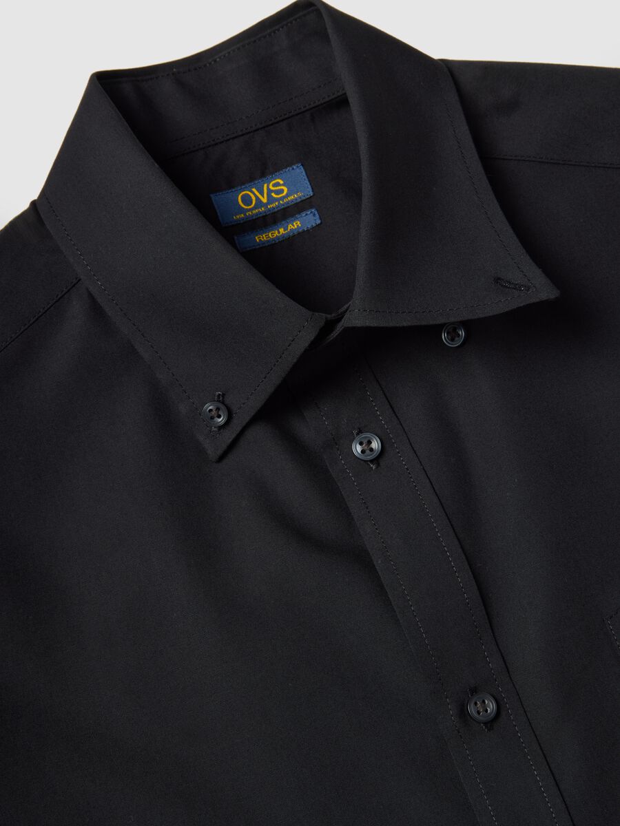 Black long sleeve regular fit easy iron shirt_5