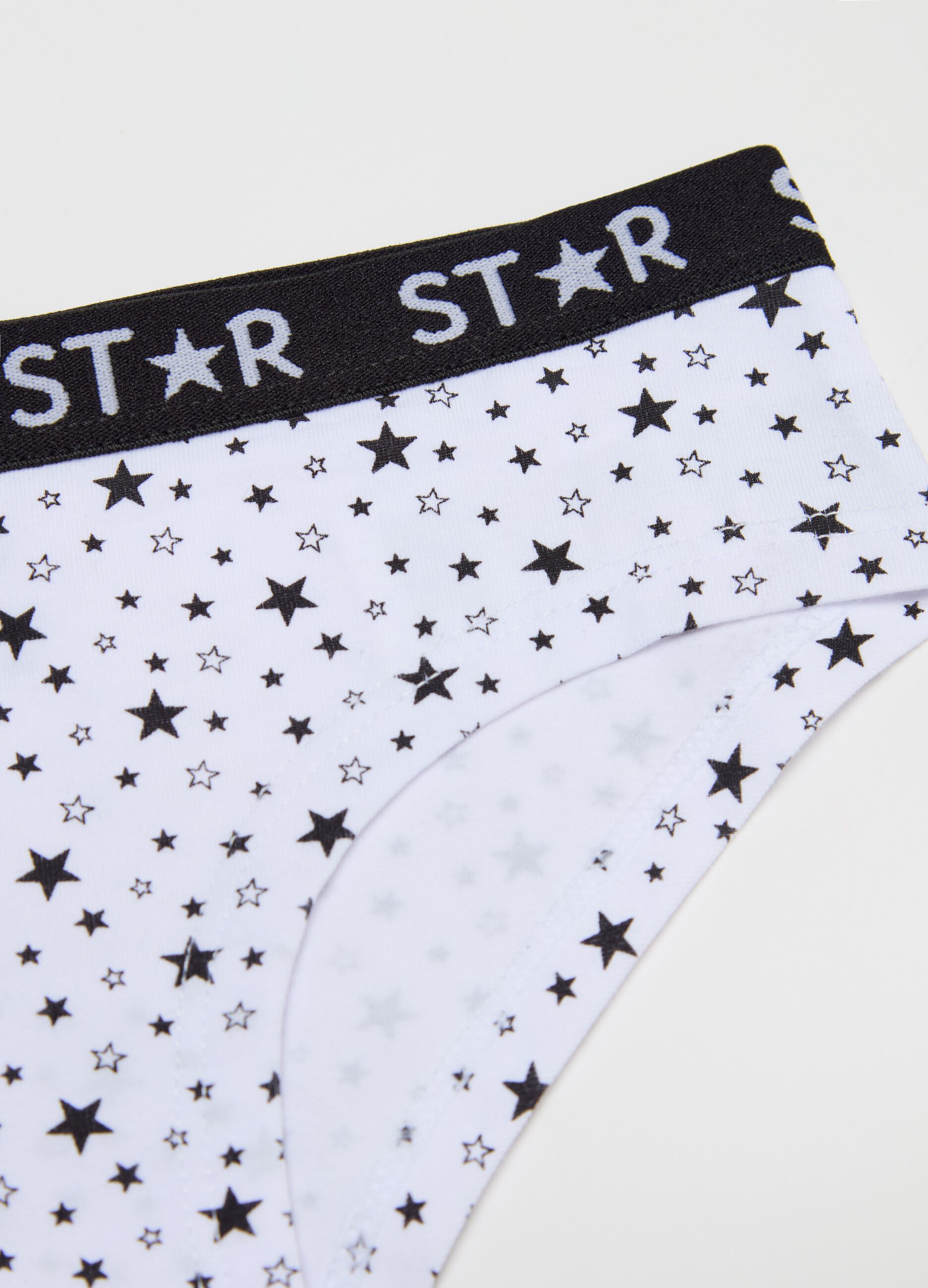 Stretch cotton knicker shorts with star print