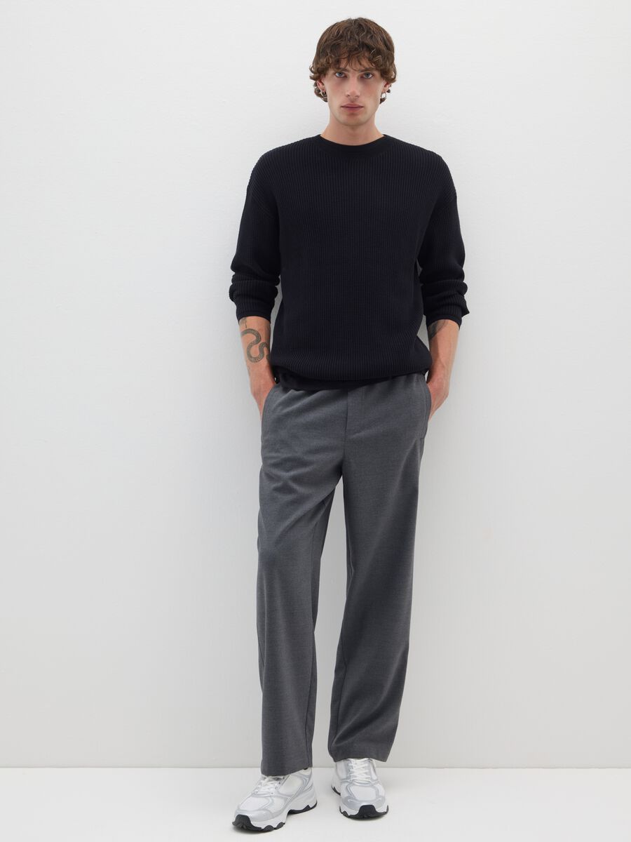Grey Stretch Regular Fit Trousers_0