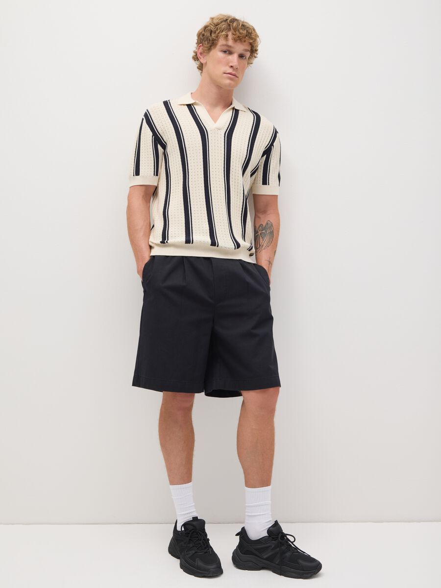 Men's pure cotton black baggy shorts_0