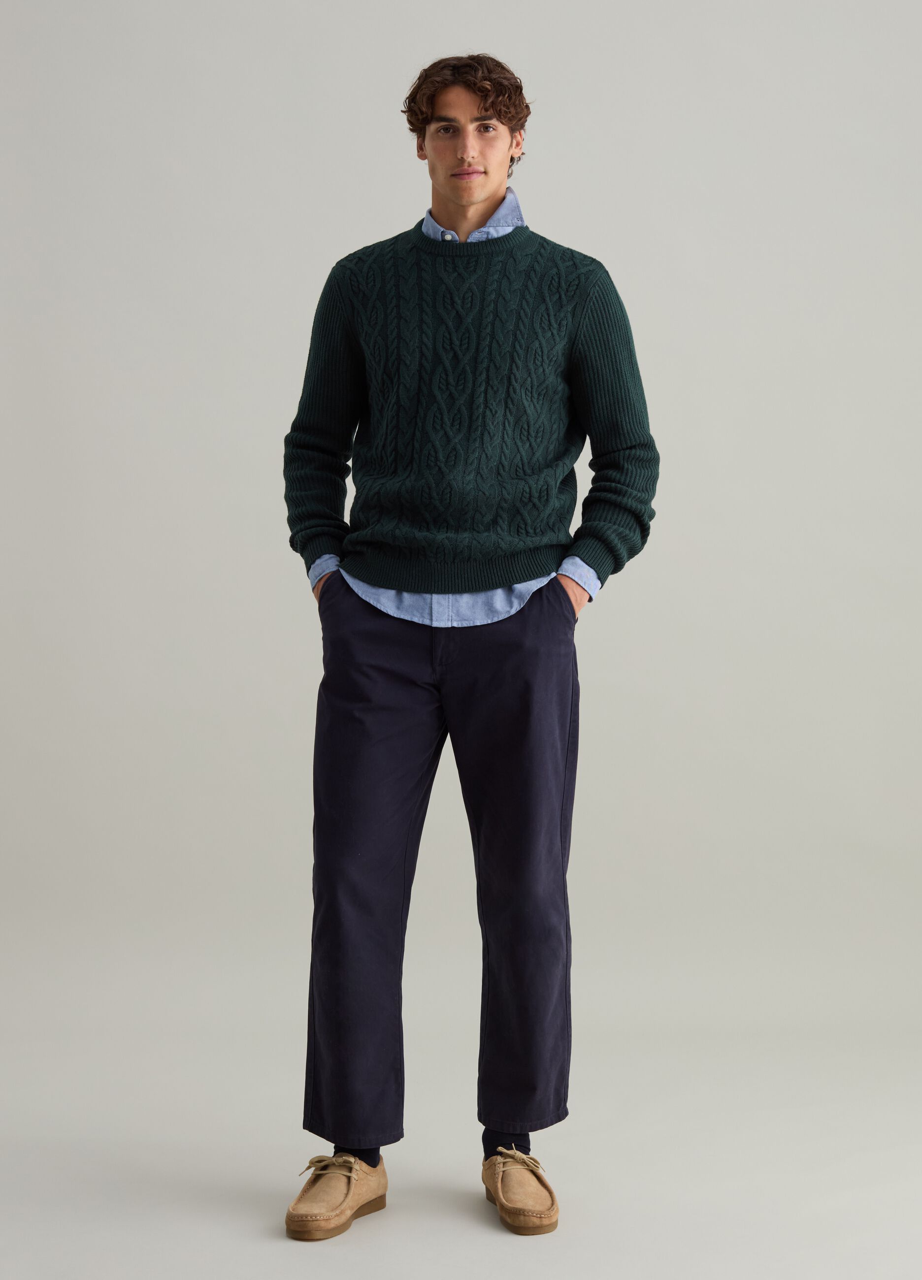 Pullover with cable-knit design