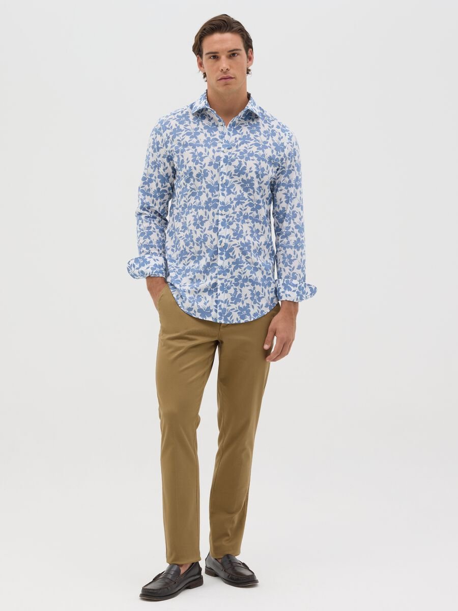 Camicia da uomo in puro cotone multicolor slim fit_1