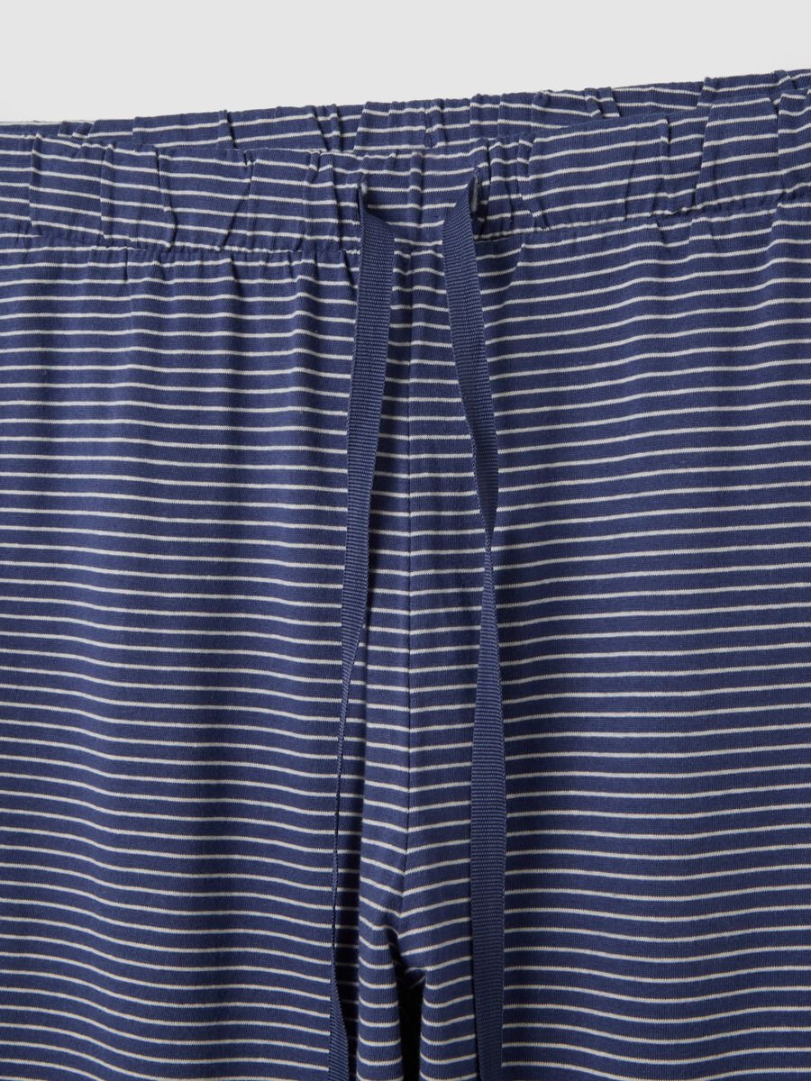 Pantaloni da pigiama in puro cotone blu a righe_1