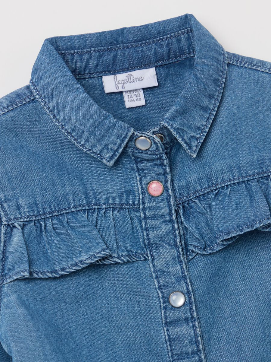 Denim shirt with flounce_2