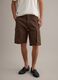 Brown stretch cotton cargo shorts, regular fit_1