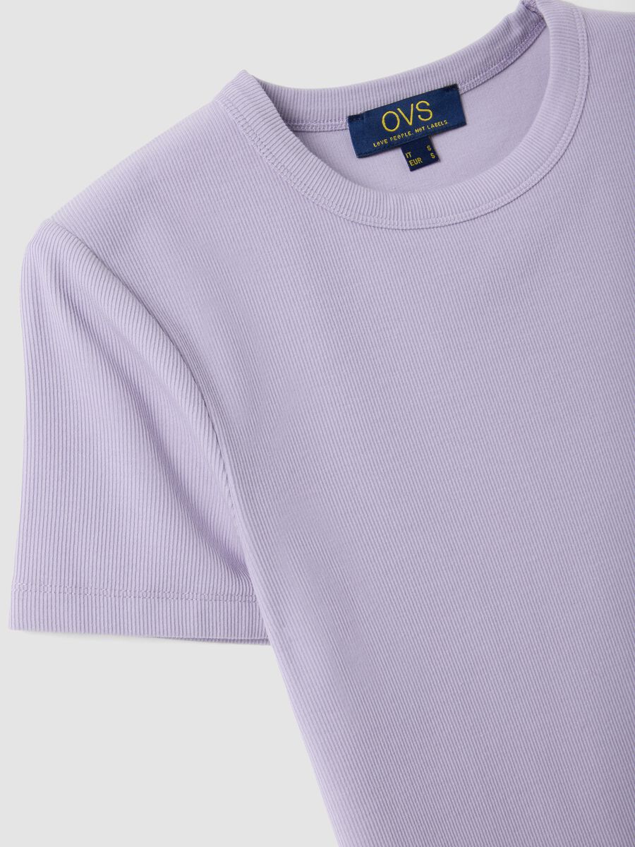 Purple fitted short-sleeve stretch cotton T-shirt_5