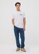 T-shirt bianca in puro cotone jersey con stampa regular fit_1