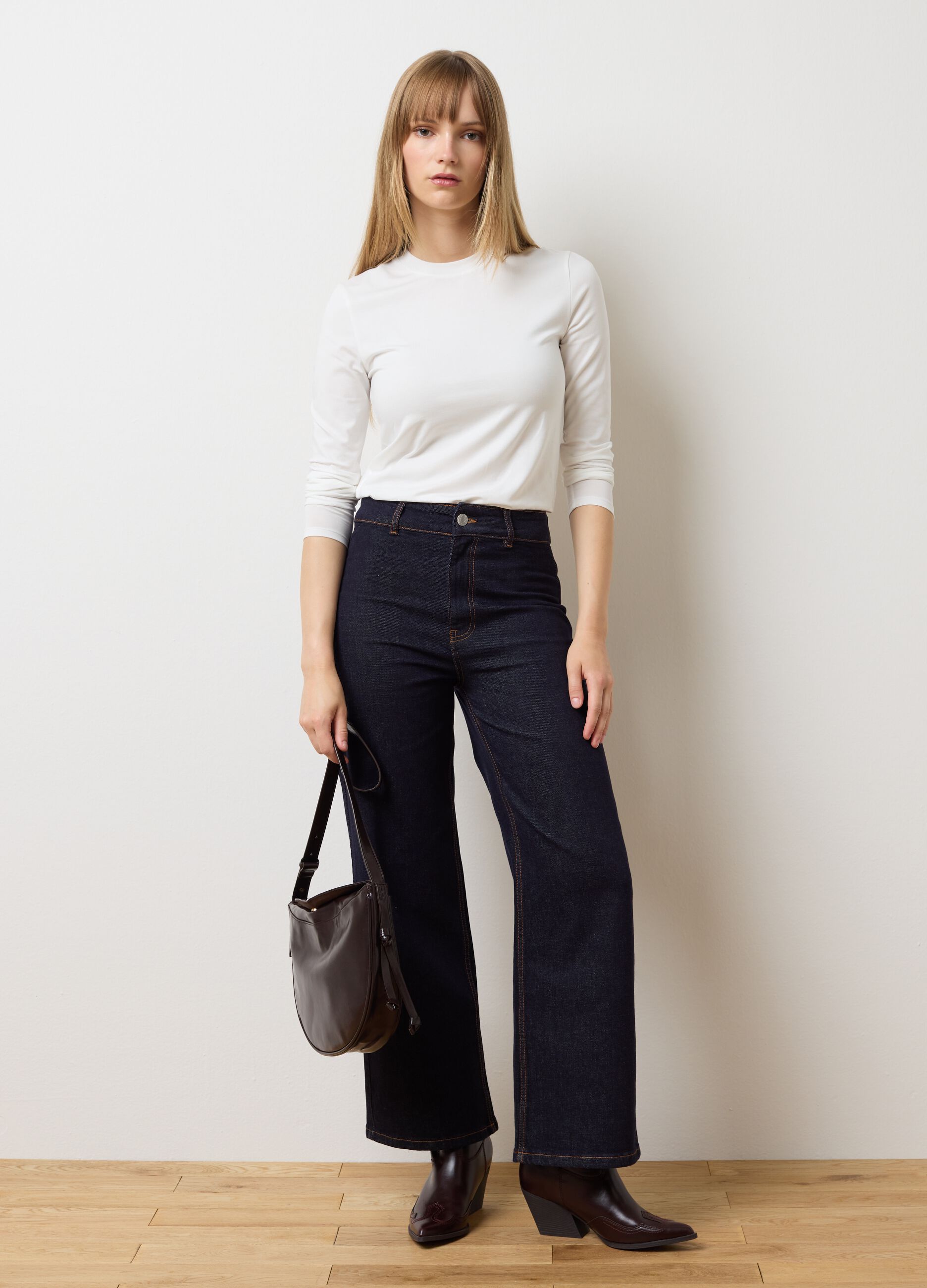 Maglietta in misto cotone bianca regular fit