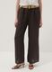Brown pure linen wide-leg trousers with elasticated waist_1