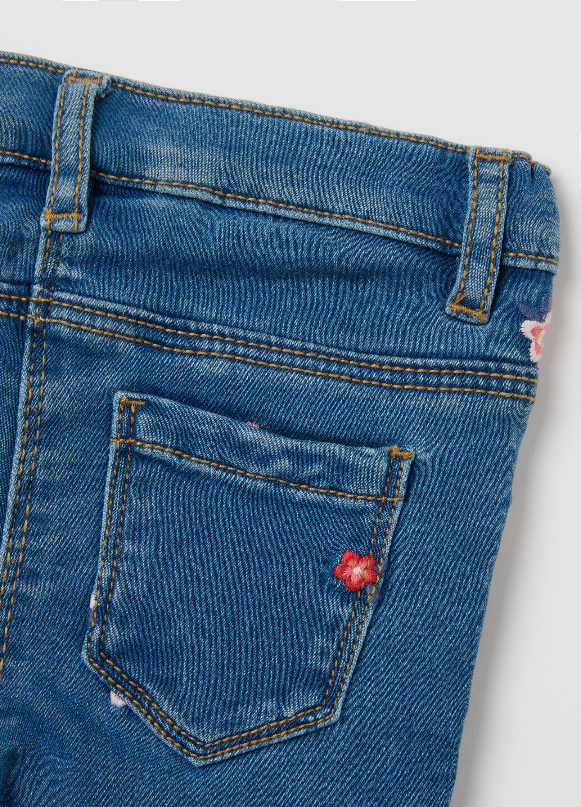 Slim fit floral denim jeans for girls
