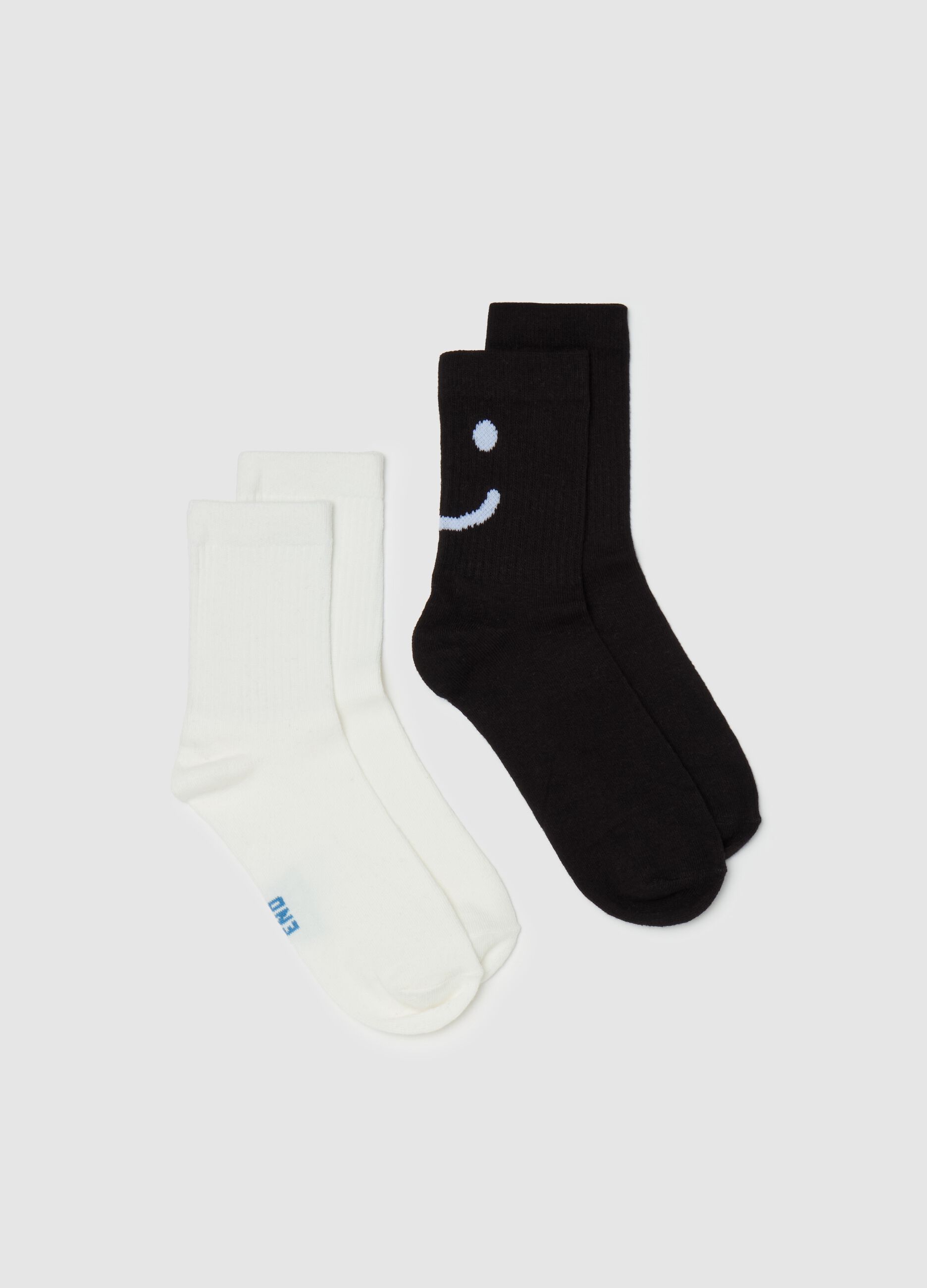 Two-pack short socks with smile
