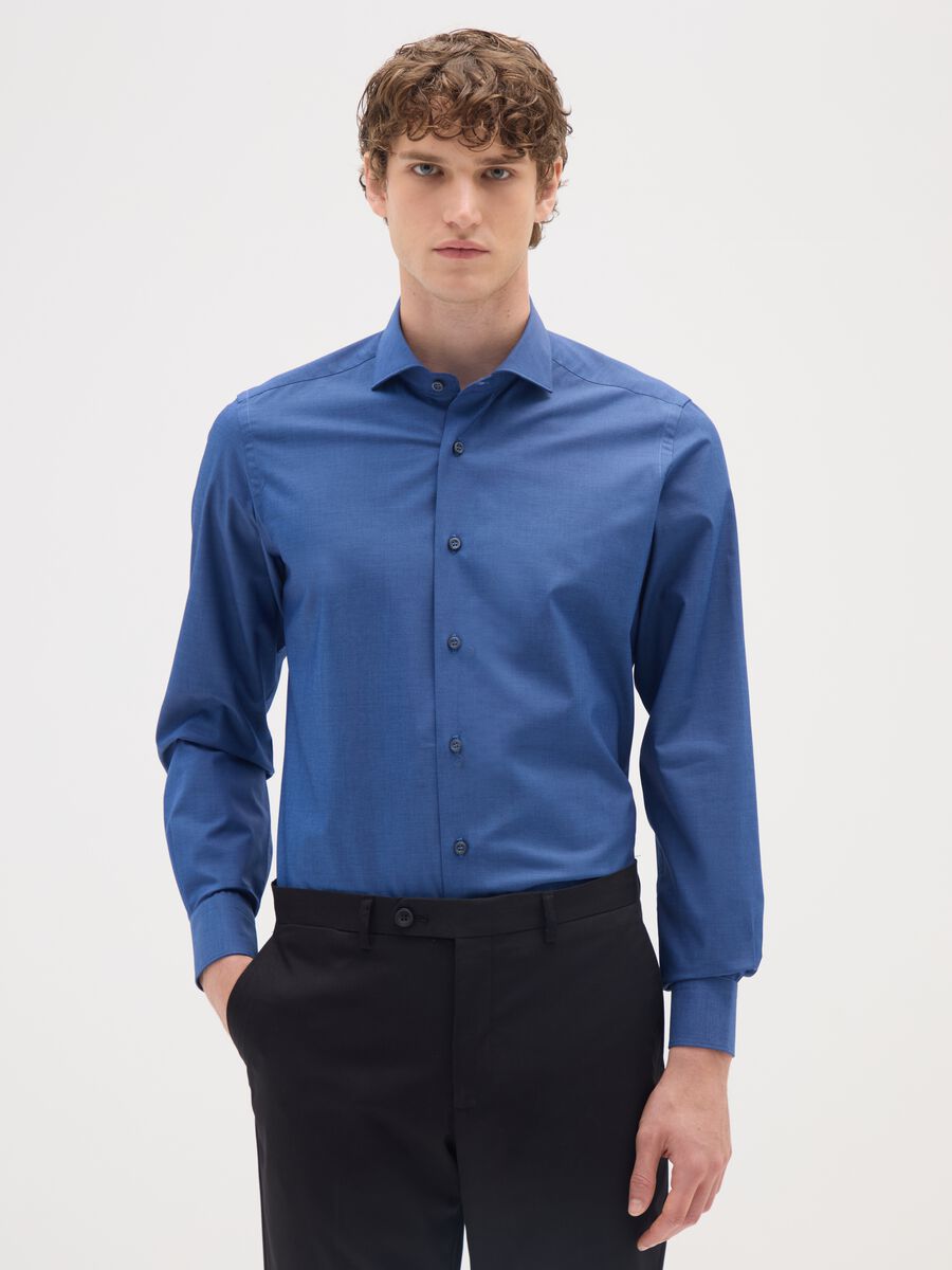Slim Blue Cotton Shirt_0
