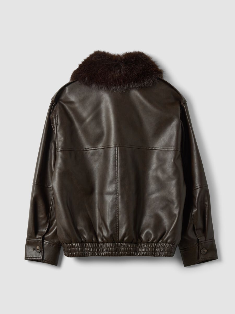 Parka marrone in misto viscosa con colletto a contrasto_6