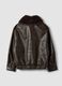 Brown viscose-blend parka with contrasting collar_6