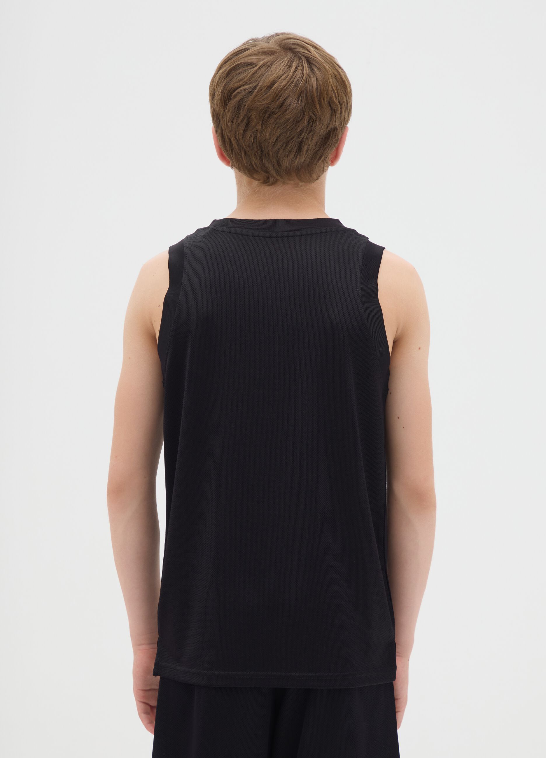 Boys' Sleeveless Black Regular Fit Top