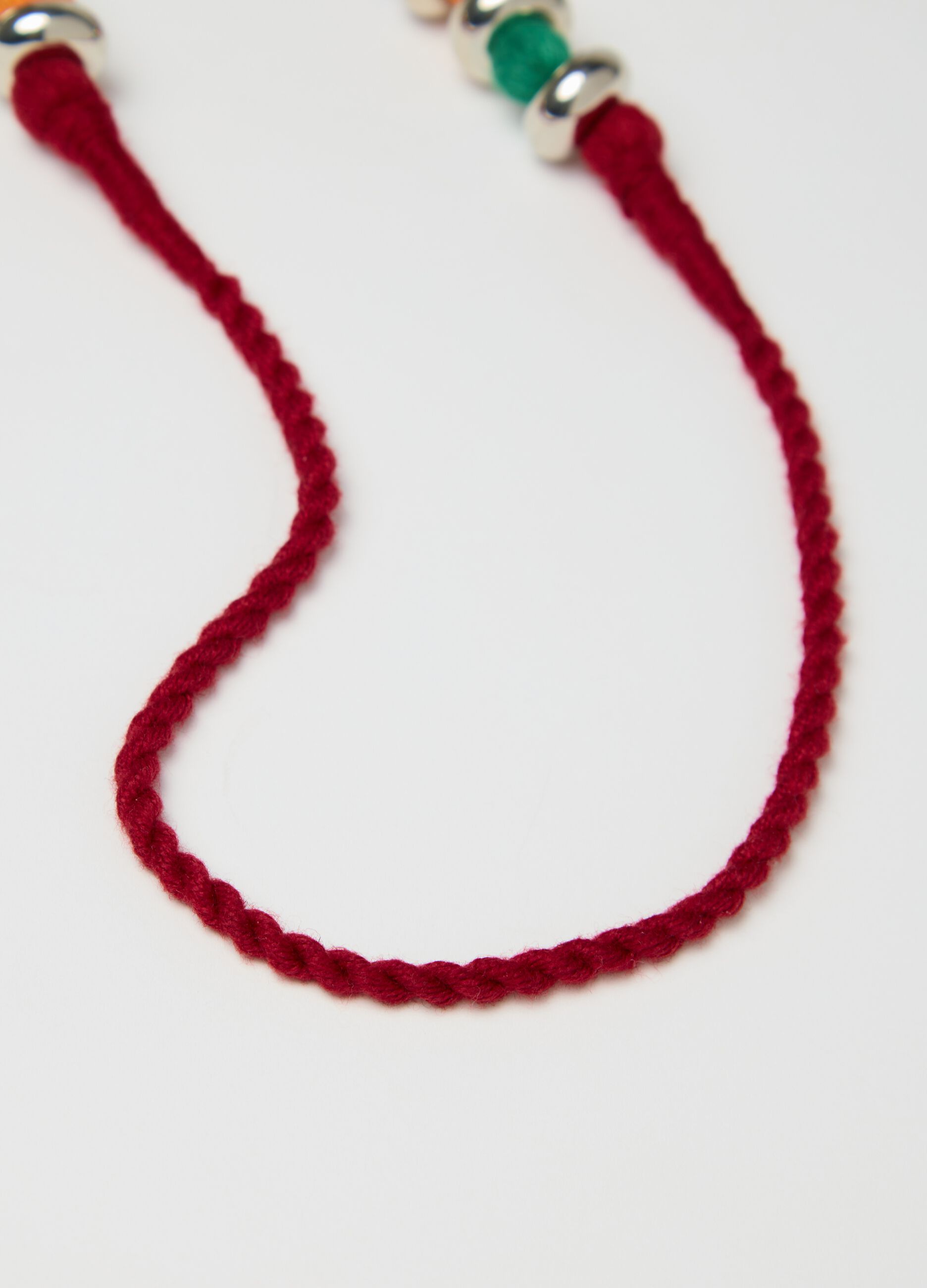 Multicoloured necklace with pompom