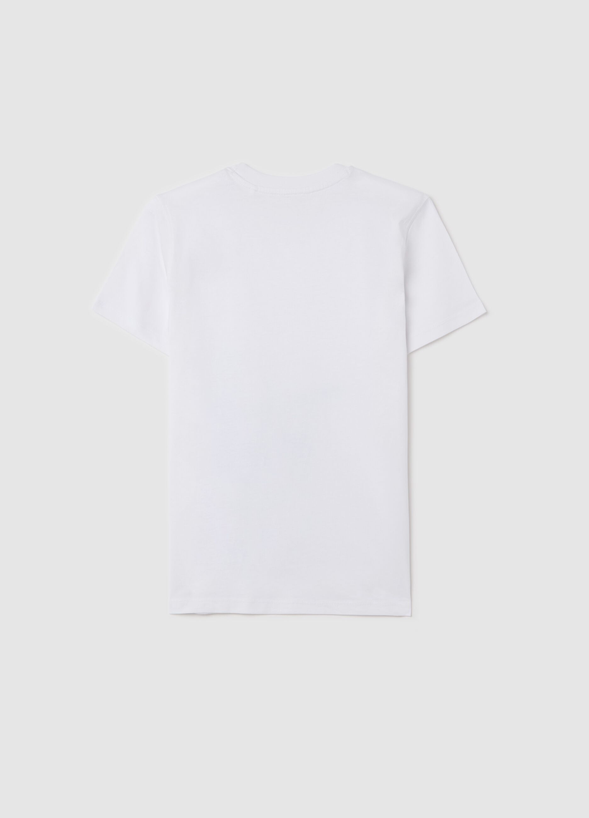 White cotton T-shirt with lettering print
