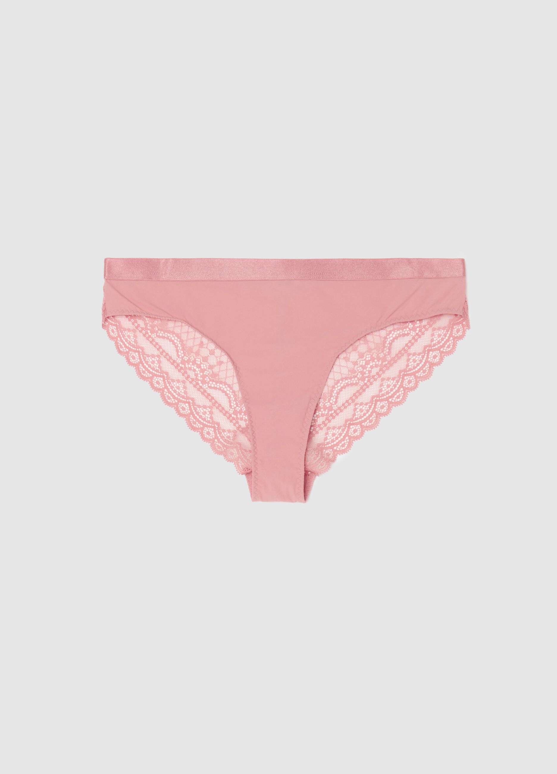 Microfibre Brazilian-cut briefs with lace back