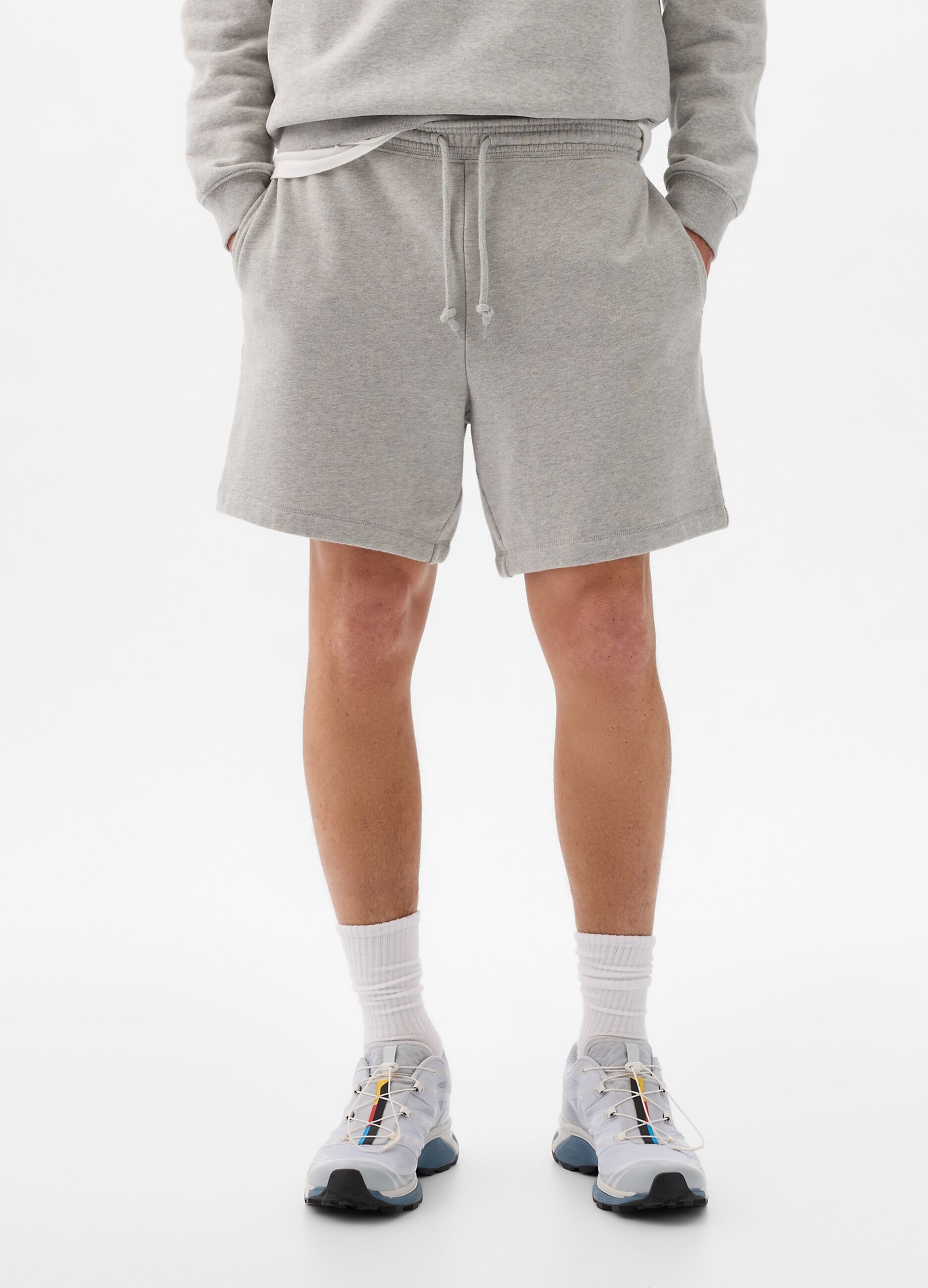 Bermuda joggers in fleece with drawstring