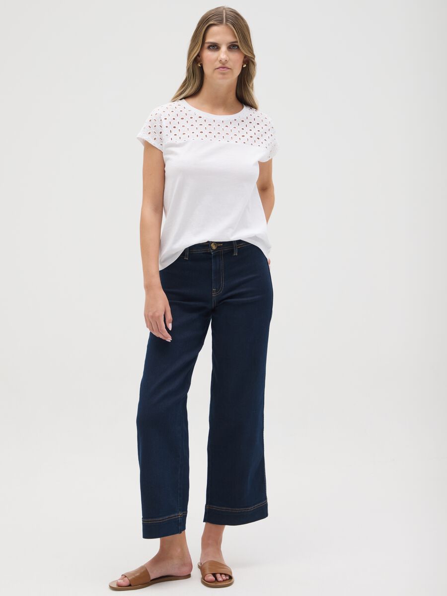Women's white pure cotton T-shirt regular fit_1