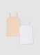 Bipack di canottiere beige e bianco in cotone organico regular fit per bambina_1