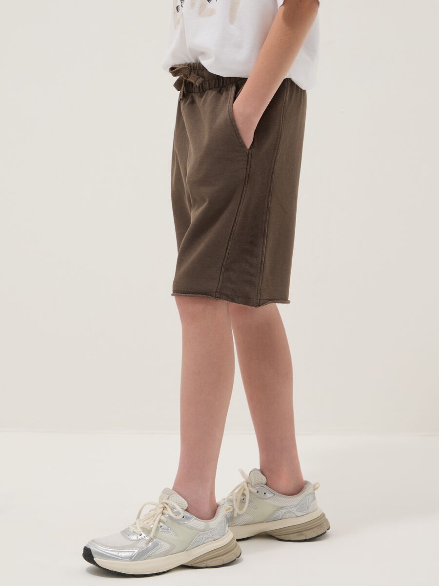 Brown pure cotton shorts with elasticated waistband_2