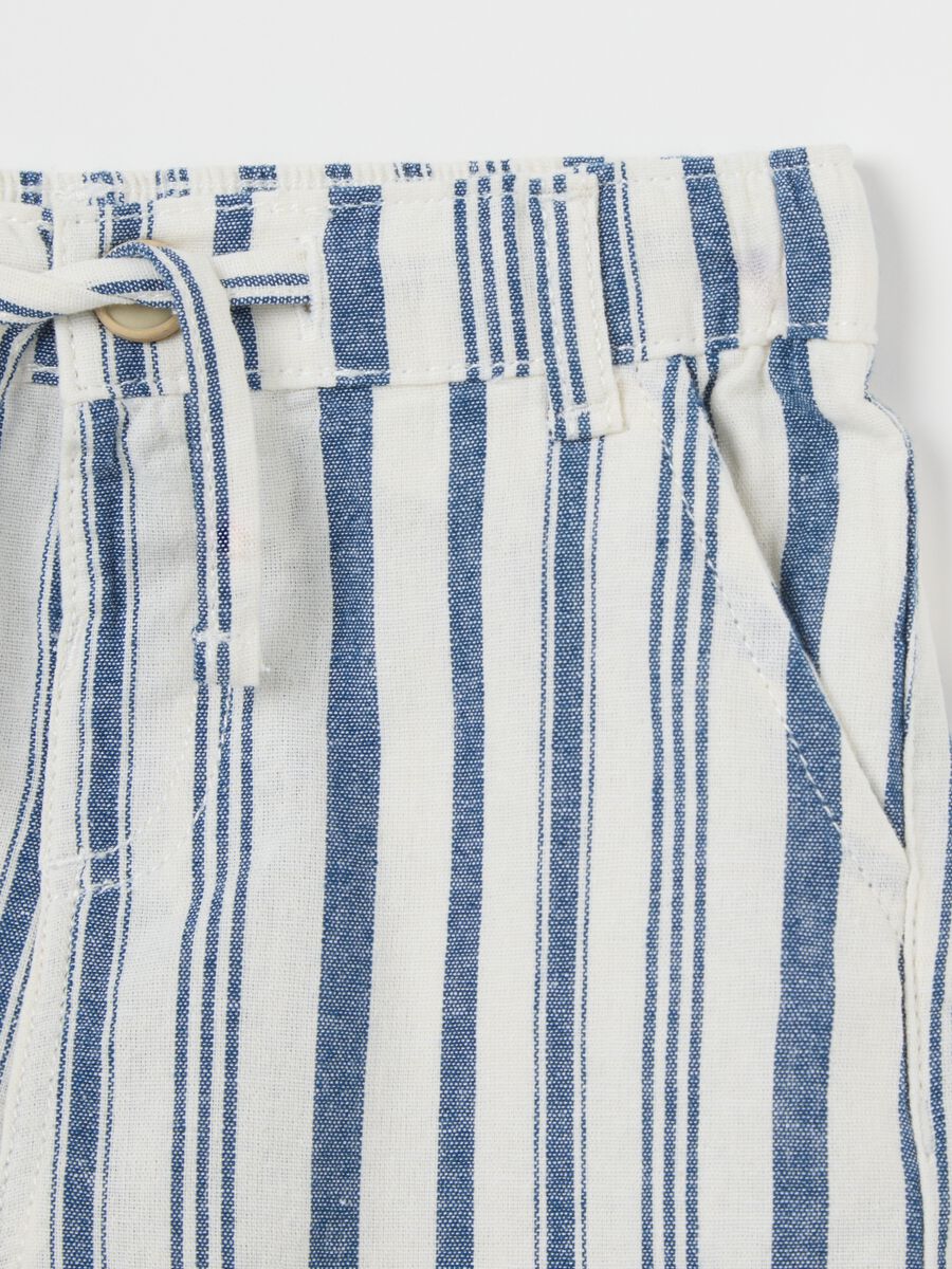 Boys’ blue regular-fit shirt and shorts set in cotton and linen_2