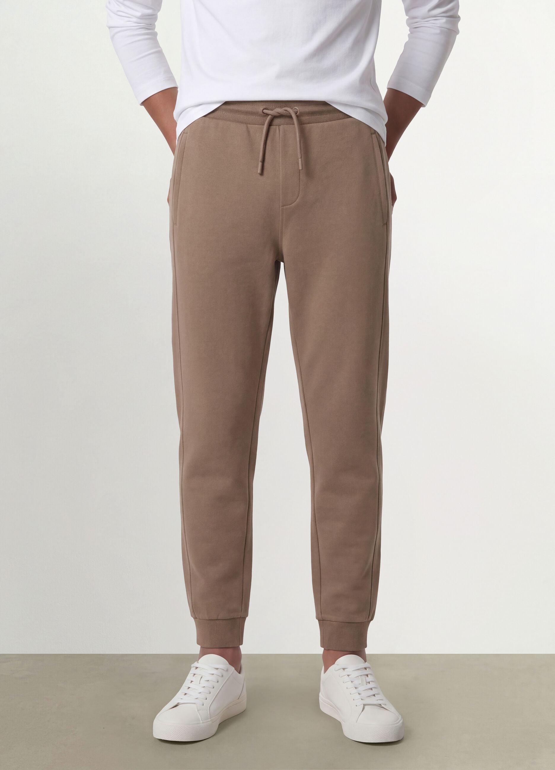 Beige organic cotton jogger trousers