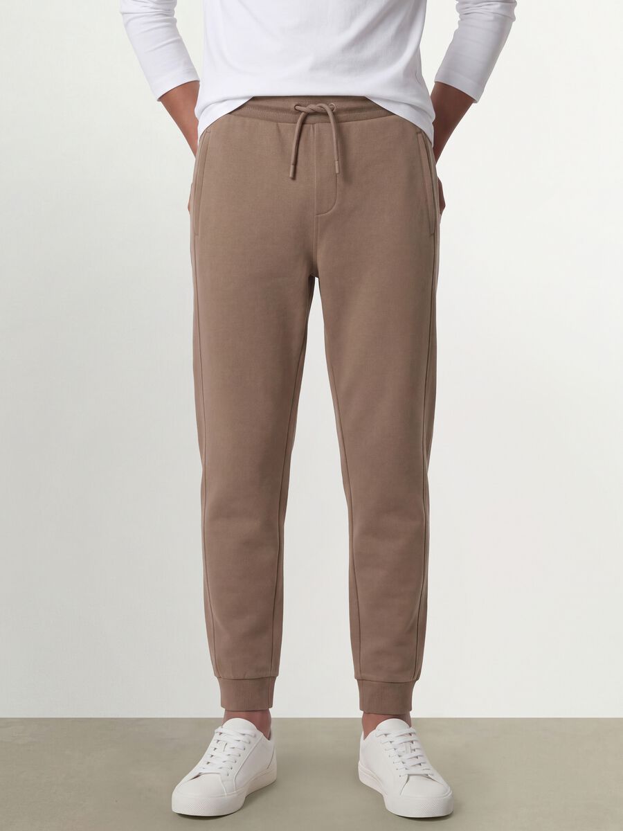 Beige organic cotton jogger trousers_1