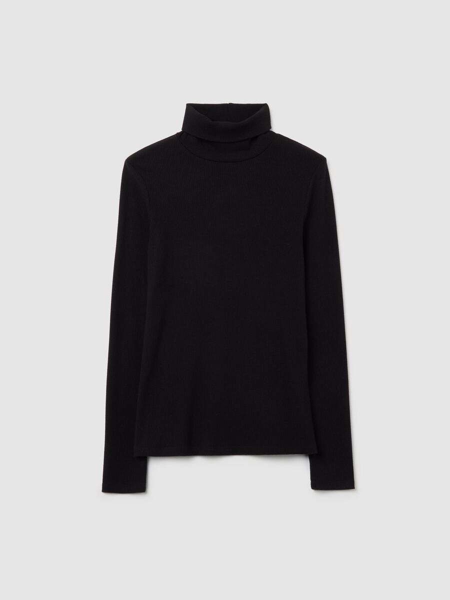 Black turtleneck regular fit sweater_4