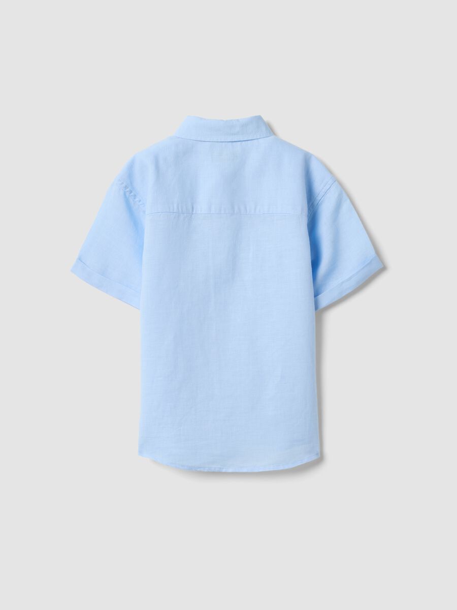Light blue linen and cotton blend boys&rsquo; shirt, regular fit_1