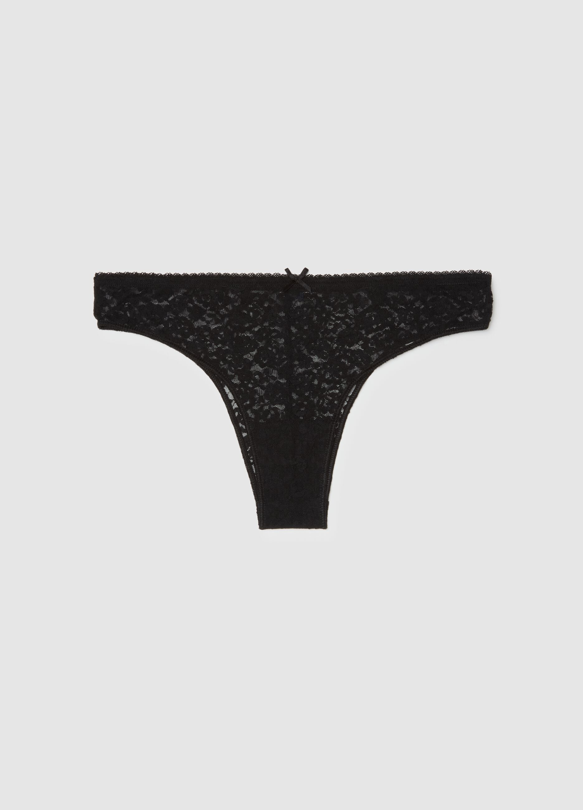 Black Lace Regular Fit Thong