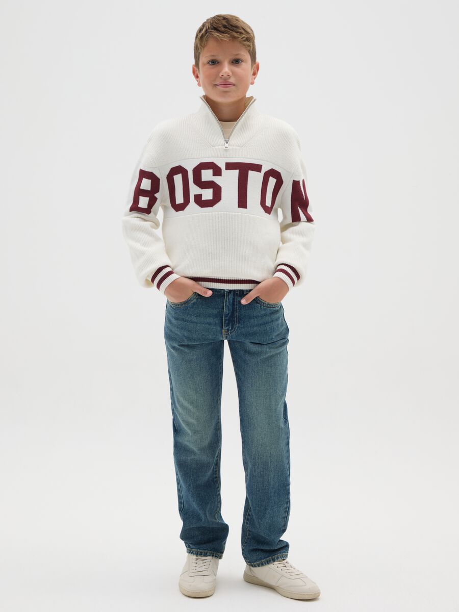 Jeans da ragazzo in puro cotone blu regular fit_1