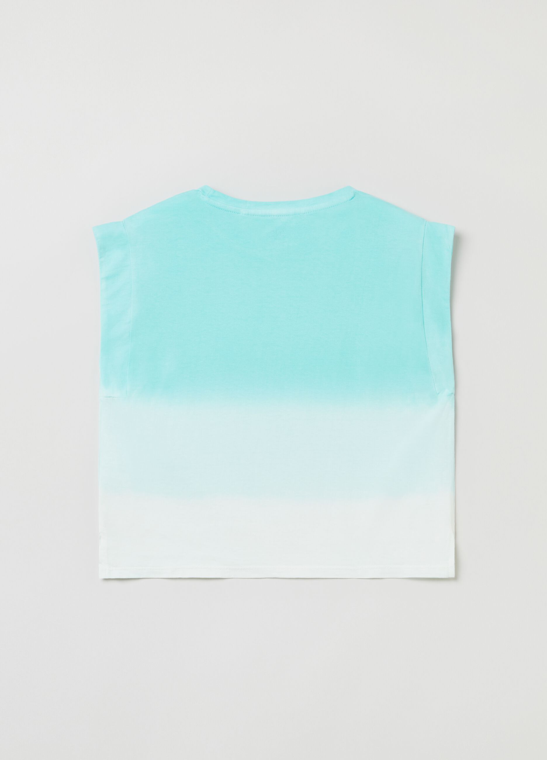 Crop T-shirt with degradé pattern and print