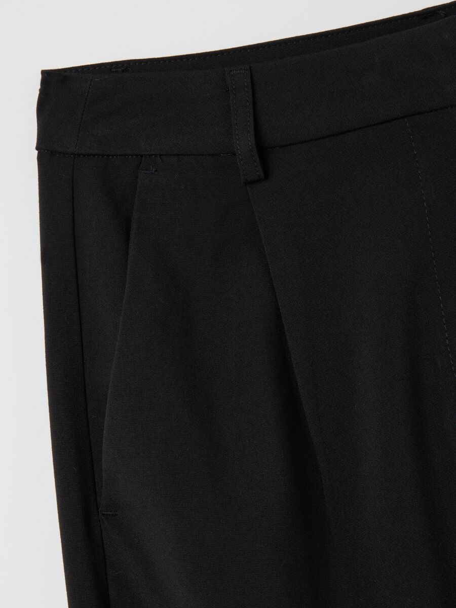 Straight Black Trousers with Elastic Waist_5