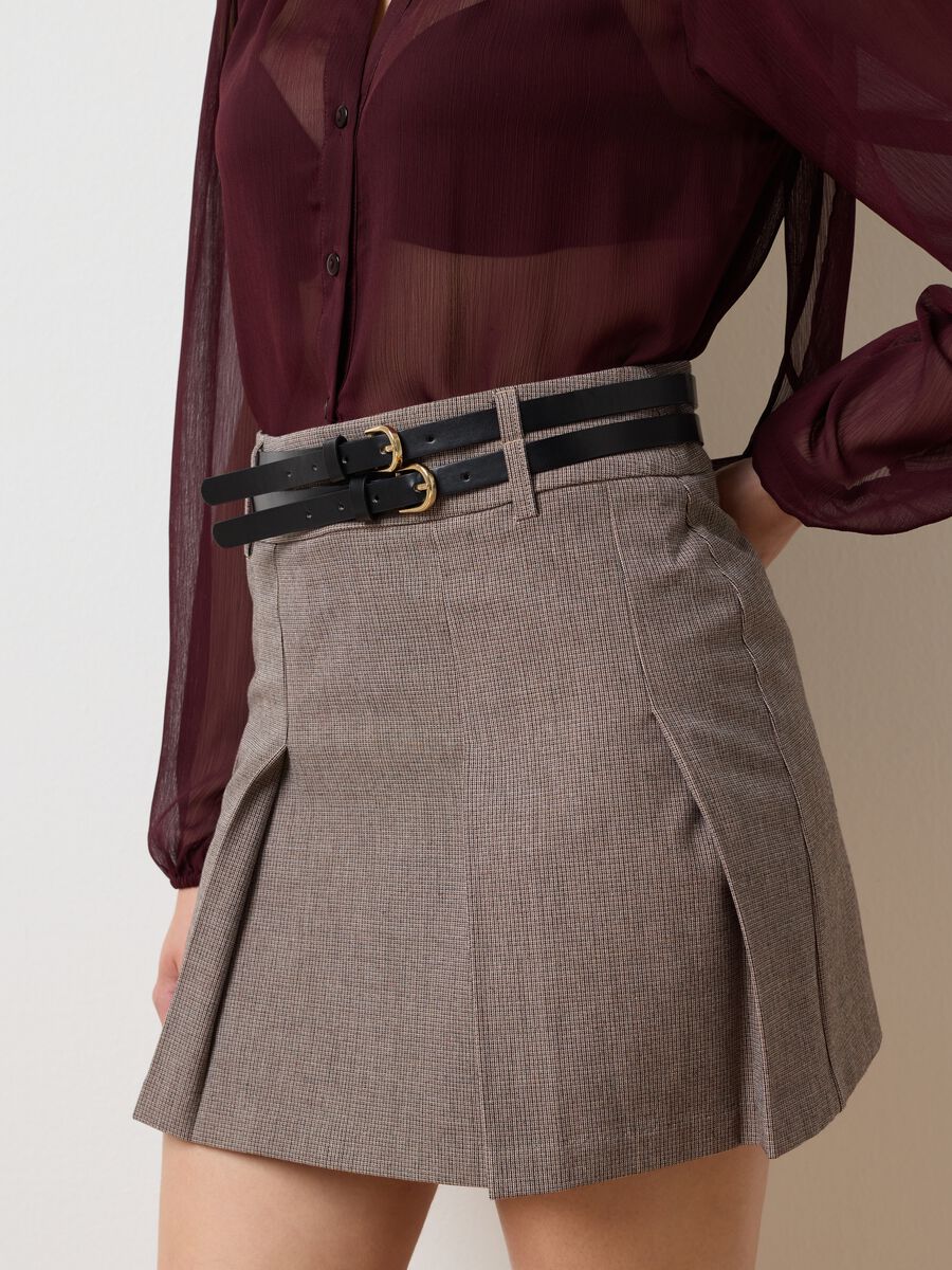 Beige stretch fabric skirt regular fit_3