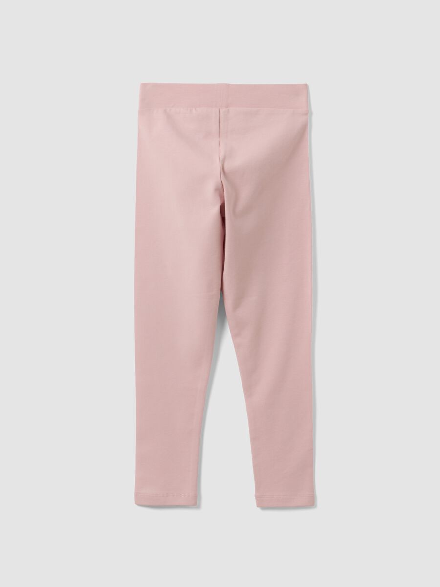 Leggings rosa in cotone elasticizzato regular fit per bambina_1