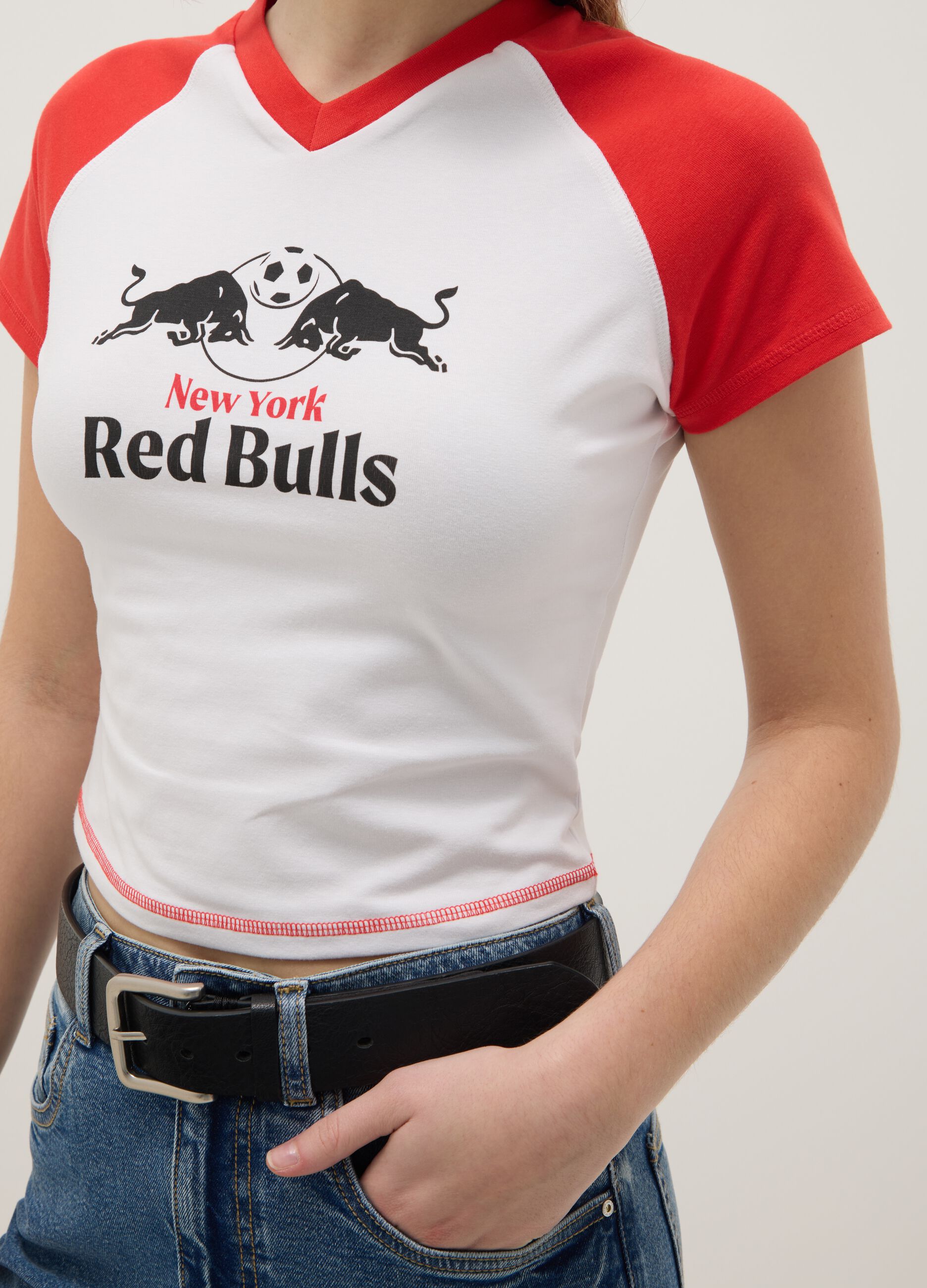 Pure cotton multicolour regular fit New York Red Bulls logo t-shirt