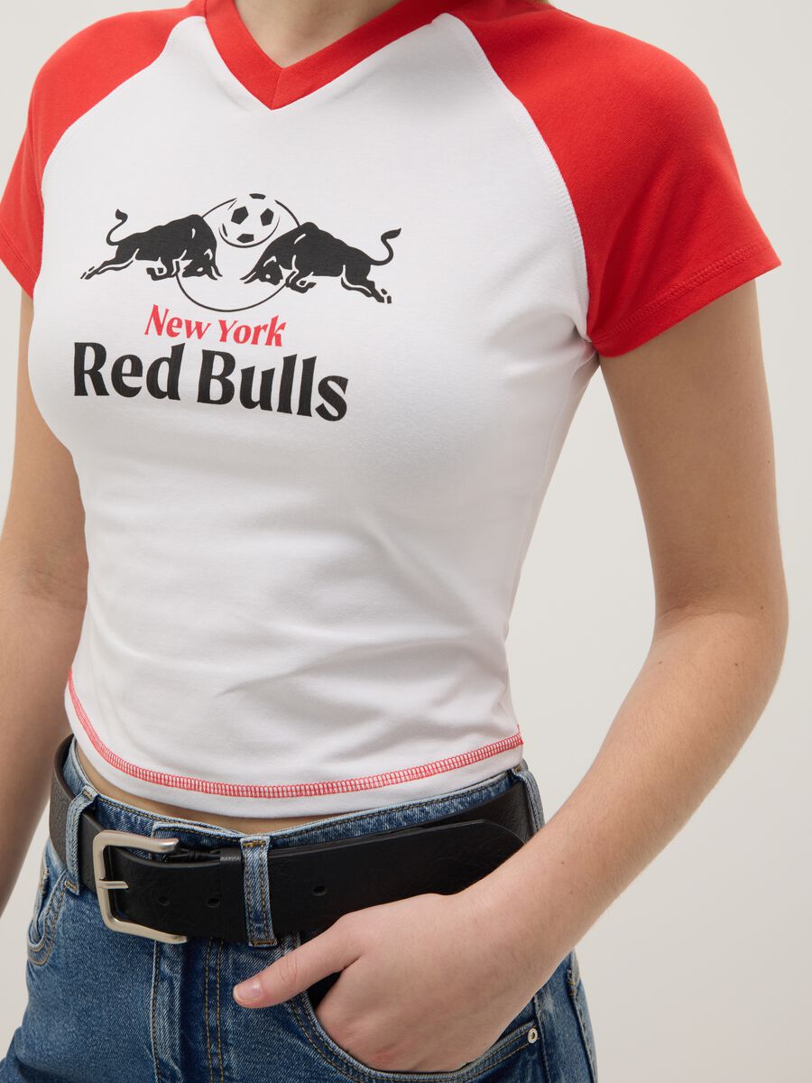 Pure cotton multicolour regular fit New York Red Bulls logo t-shirt_3