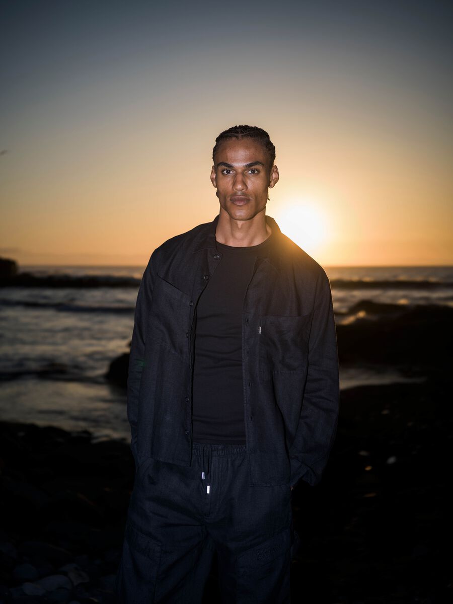 100% Linen Cargo Shirt Black_0