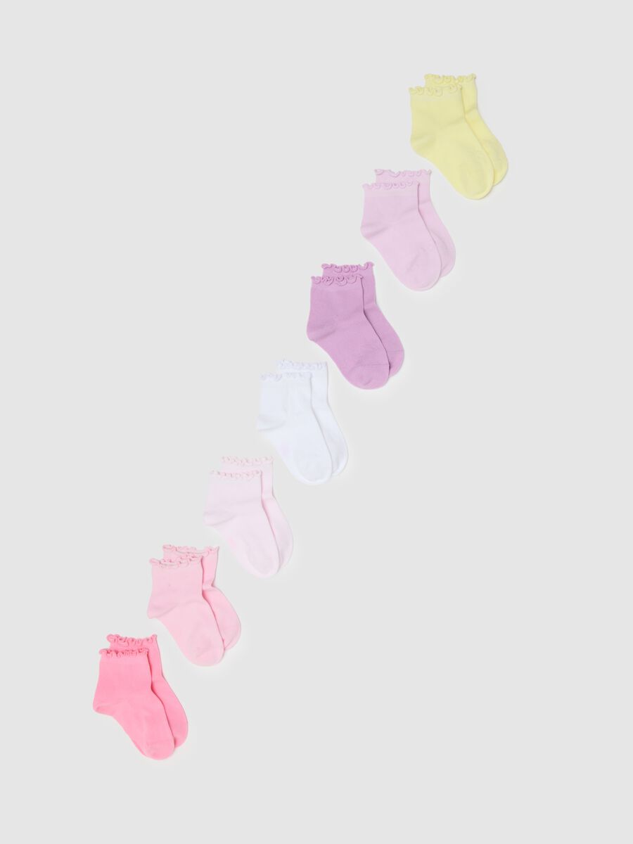 Multipack of multicolour cotton stretch ankle socks for girls_0